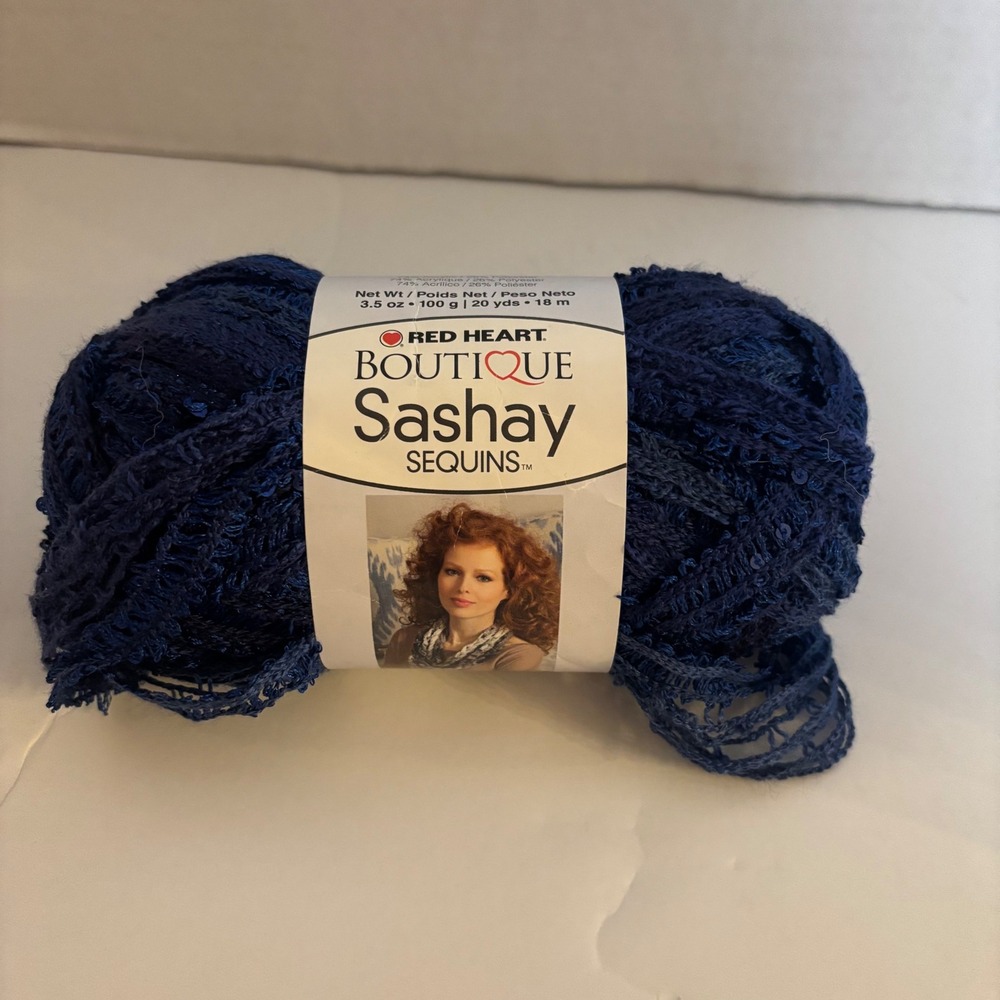 Red Heart Boutique Sashay Sequins Yarn 1942 Panda Navy Blue Super Bulky 3.5oz